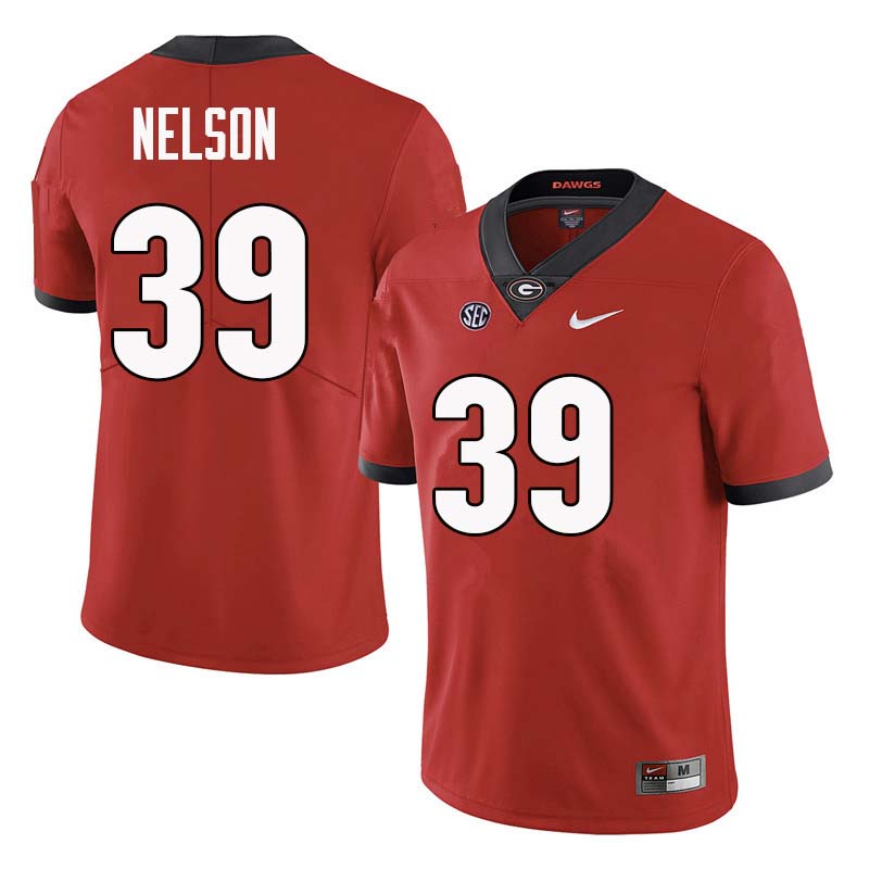 Men Georgia Bulldogs #39 Hugh Nelson College Football Jerseys Sale-Red